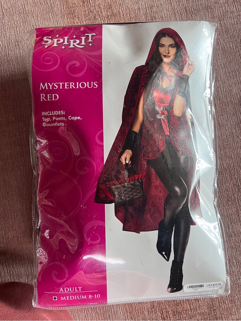 Spirit Adult Medium Mysterious Red Women's Costume - Deep Red Hooded Cape Set
